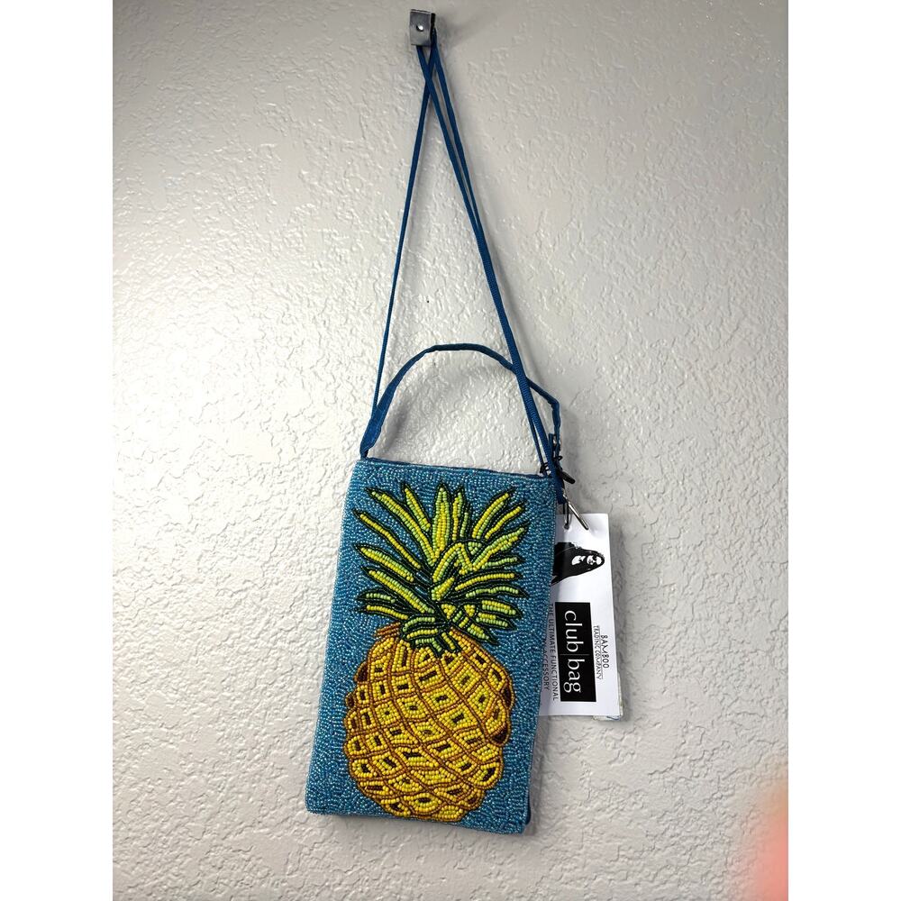 Bamboo Trading Company Pineapple Crush Beaded Crossbody Bag Phone Wristlet